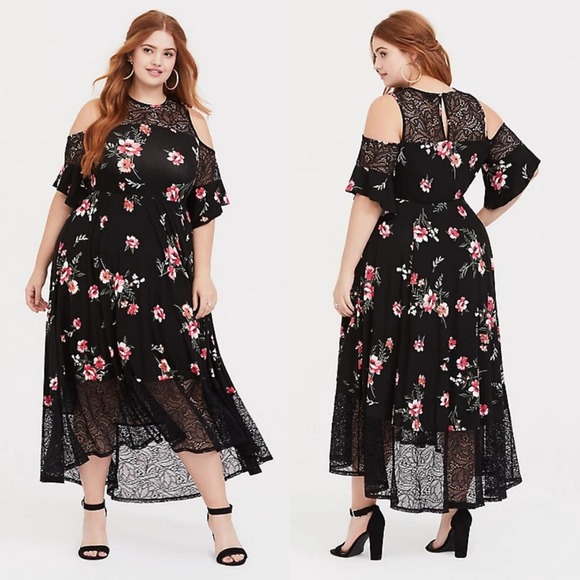 torrid Dresses & Skirts - Torrid Floral Jersey Cold Shoulder Maxi Dress 00